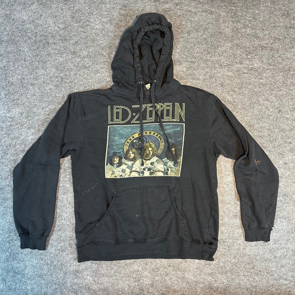 THRASHED 2005 Led Zeppelin World Tour Graphic‎ Hoodie Mens Size Large